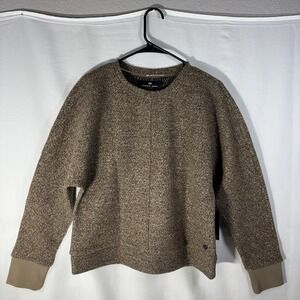 Andrew‎ Marc Womens Fuzzy Knit Crewneck Sweatshirt Long Sleeve Size M Brown NEW